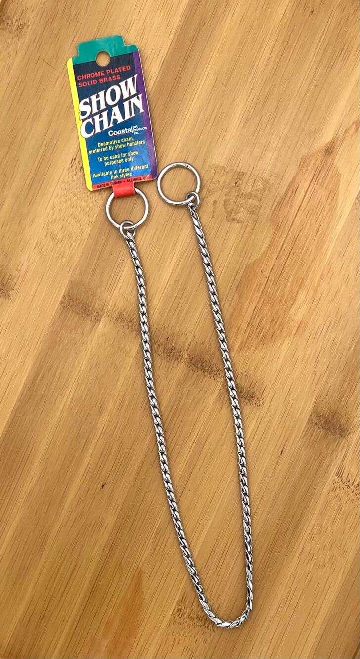 Coastal Dog Show Chain Slip Collar 18" Chrome-Plated Brass - New with Tag